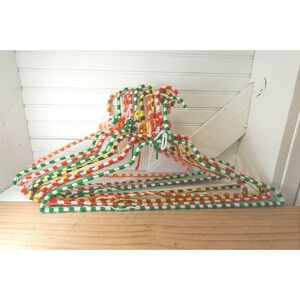 Vintage Crocheted Hangers Set of 10 Handmade Striped Multicolor Granny-core